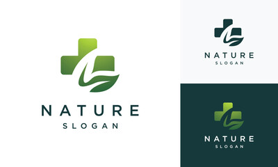 healthcare logo design template. nature leaf health logo design