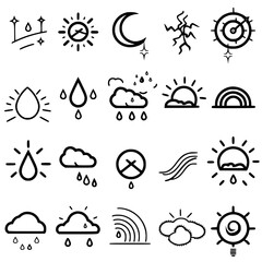 Rain icon, storm icon, weather icon, climate icon, meteorology icon, wind icon, snow icon, moon icon, thunderstorm icon, temperature icon, sun icon, cloud icon, nature icon, sky icon, winter icon, clo