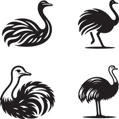 Ostrich silhouette vector illustration