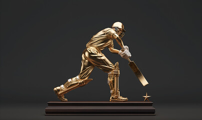 A premium level award of a Cricket Player | High quality design with metallic gold look