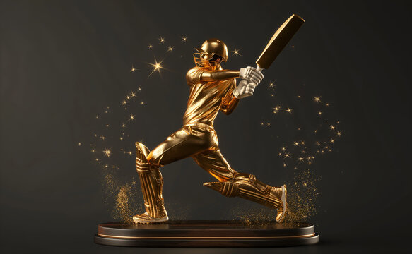 A premium level award of a Cricket Player | High quality design with metallic gold look