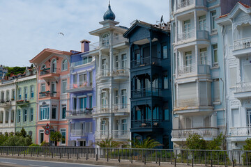 Istanbul, Turkey - 17.04.2024: Colourful houses in Bebek district