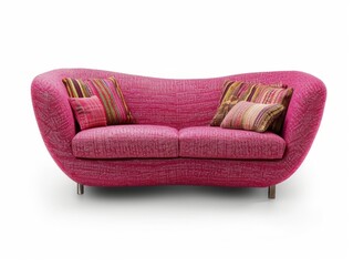 Modern textile sofa on isolated white background.