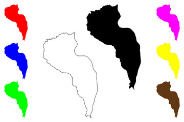 Tarrafal de Sao Nicolau municipality (Republic of Cabo Verde, concelhos, Cape Verde, Sao Nicolau island, archipelago) map vector illustration, scribble sketch Tarrafal de Sao Nicolau map