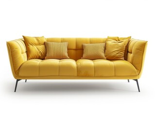 Fototapeta premium Modern textile sofa on isolated white background.