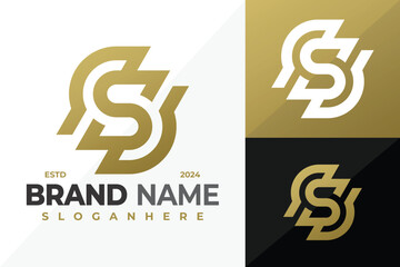 Golden Letter S Monogram logo design vector symbol icon illustration