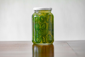 Green papaya sweet rolled in syrup, traditional Brazilian country sweet, know as doce de mamão verde.