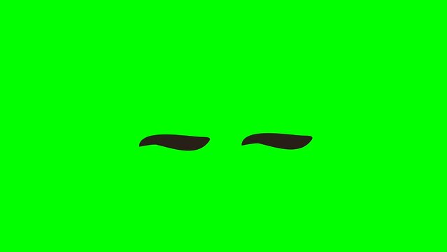 Cartoon simple blinking looking eyes on green screen insert, chroma key green screen graphics motion.. Super high resolution.