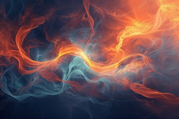 Obraz premium Colorful abstract digital art with dynamic flame-like waves