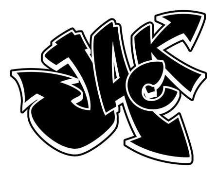 recommend clip art: JACK Graffiti Name, street art urban tag style font, clear transparent PNG, sticker, label, print, cut file