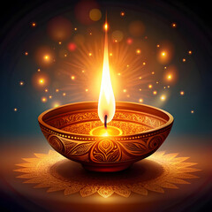 diwali diya or oil lamp isolated festival of light