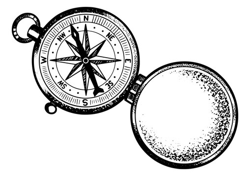 recommend clip art: vintage compass sketch engraving PNG illustration. T-shirt apparel print design. Scratch board imitation. Black and white hand drawn image.