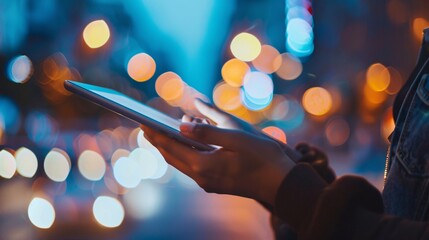 person holding digital tablet