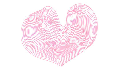 A minimalist line art illustration of an abstract heart. Featuring light pink lines on a white background. heart shape and curved strokes creating a sense of love and warmth. 