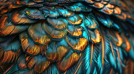 Obraz premium Stunning intricacy in the feather patterns of a male peacock