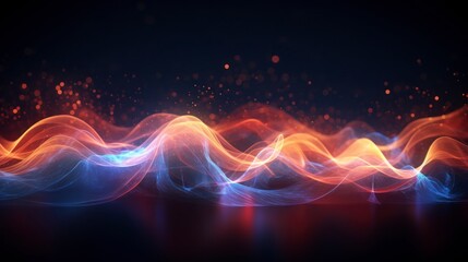 Abstract technology background waves and bokeh lights