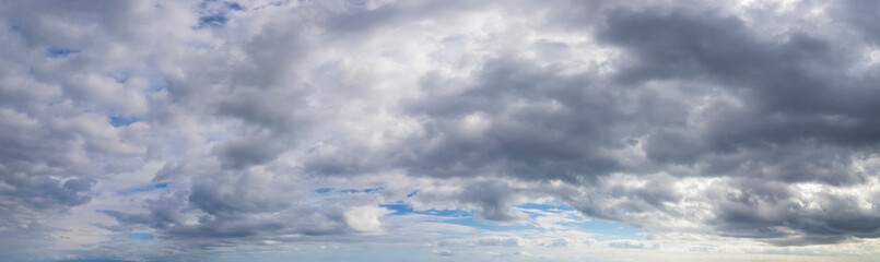 Panoramic view of blue sky with stormy clouds