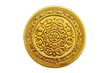Fototapeta premium Intricate golden mandala design against a white background, perfect for decorations, art, and spiritual themes.