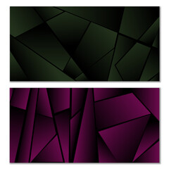 Abstract polygonal pattern. Set of two dark gradient polygonal backgrounds. Background design, cover, postcard, banner, wallpaper