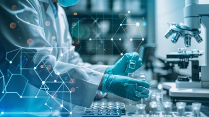 professional health care researchers working in life of medical science laboratory, technology of medicine chemistry lap experiment for hospital. generative AI.