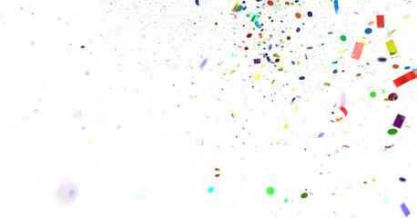 Multicolored paper confetti on transparent background. Realistic confetti flying. Colorful scattered items to holiday decorations. transparent PNG
