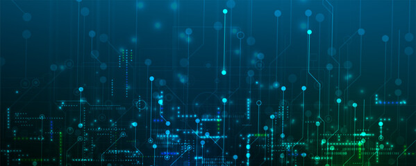 Abstract Artificial intelligence. Cloud computing. Machine learning. Technology web background. Virtual concept futuristic background. Vector art.