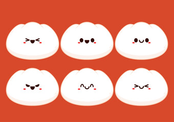 Chinese dumplings character design. Chinese dumplings is Chinese food. Bao cartoon.