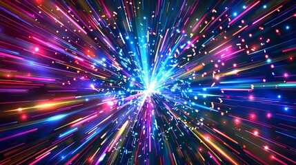 Fototapeta premium 2025 Happy New Year neon background radiates with vibrant colors, celebrating the dawn of a new year in electrifying style