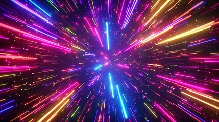 Fototapeta premium 2025 Happy New Year neon background radiates with vibrant colors, celebrating the dawn of a new year in electrifying style