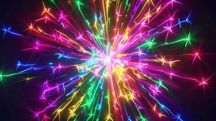Fototapeta premium 2025 Happy New Year neon background radiates with vibrant colors, celebrating the dawn of a new year in electrifying style