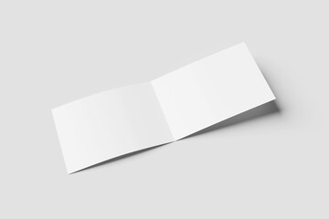 White blank A4 landscape horizontal bi-fold brochure for mockup