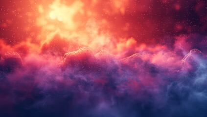 Polygonal Dreamscape: Gradient Fog with Sun Rays and Depth