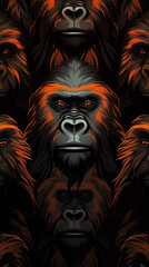 Obraz premium Abstract Image Pattern Background, Gorilla Apes, Texture, Wallpaper, Background, Cell Phone Cover and Screen, Smartphone, Computer, Laptop, 9:16 Format - PNG
