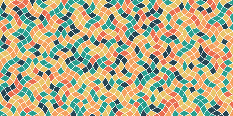 Vector wavy seamless geometrical pattern. Floor tile, wallpaper, texture map for games, page fill, Mediterranean terrazzo mosaic style. retro pattern of geometric shapes. medieval street pavement