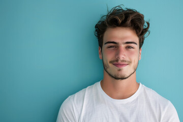 Fototapeta premium A close up portrait of a young man with a subtle smile