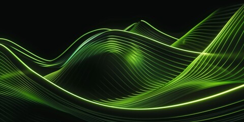 Abstract background with green neon lines creating an intricate pattern on a black backdrop