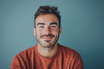 Obraz premium A close up portrait of a young man with a subtle smile