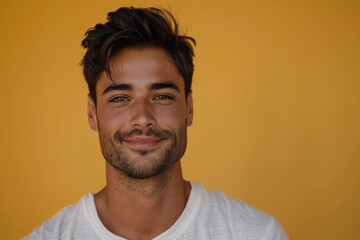 Fototapeta premium A close up portrait of a young man with a subtle smile