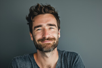 Fototapeta premium A close up portrait of a young man with a subtle smile