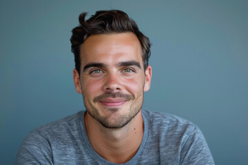 Fototapeta premium A close up portrait of a young man with a subtle smile