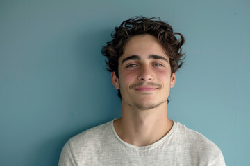Obraz premium A close up portrait of a young man with a subtle smile