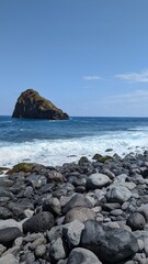 Ribeira de Janela, Madeira, Portugal, Europe. Volcanic rocks Ribeira da Janela. 