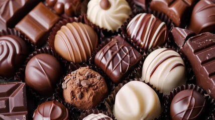 Celebration of Chocolate Day with various chocolate treats. Perfect for festive designs and themes of indulgence and sweetness.