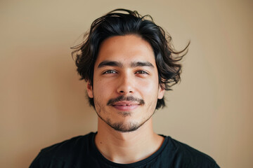 Fototapeta premium A close up portrait of a young man with a subtle smile