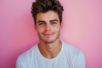Fototapeta premium A close up portrait of a young man with a subtle smile