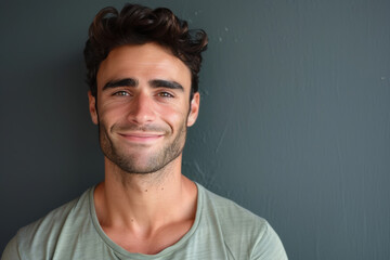 Obraz premium A close up portrait of a young man with a subtle smile