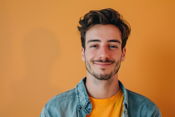 Fototapeta premium A close up portrait of a young man with a subtle smile