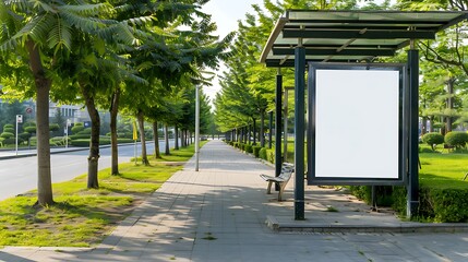 Exhibition center near a convention hub displays an oversized square blank billboard.