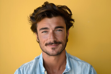 Fototapeta premium A close up portrait of a young man with a subtle smile