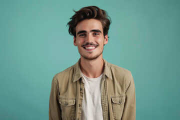 Fototapeta premium A close up portrait of a young man with a subtle smile